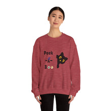 Load image into Gallery viewer, Cute Black Cat Halloween Peek-a-Boo Crewneck Sweater
