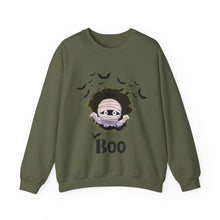 Load image into Gallery viewer, Halloween Boo! Mummy, Spiders, and Bats Sweatshirt
