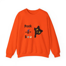 Load image into Gallery viewer, Cute Black Cat Halloween Peek-a-Boo Crewneck Sweater
