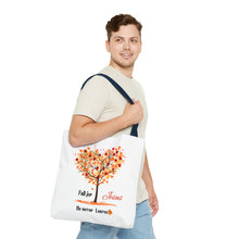 Load image into Gallery viewer, Decorative Fall Tree &quot;Fall for Jesus He never leaves&quot; Tote Bag
