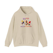 Load image into Gallery viewer, Happy Hallothanksmas Hoodie Sweater - Gnome Trio
