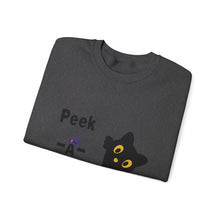 Load image into Gallery viewer, Cute Black Cat Halloween Peek-a-Boo Crewneck Sweater
