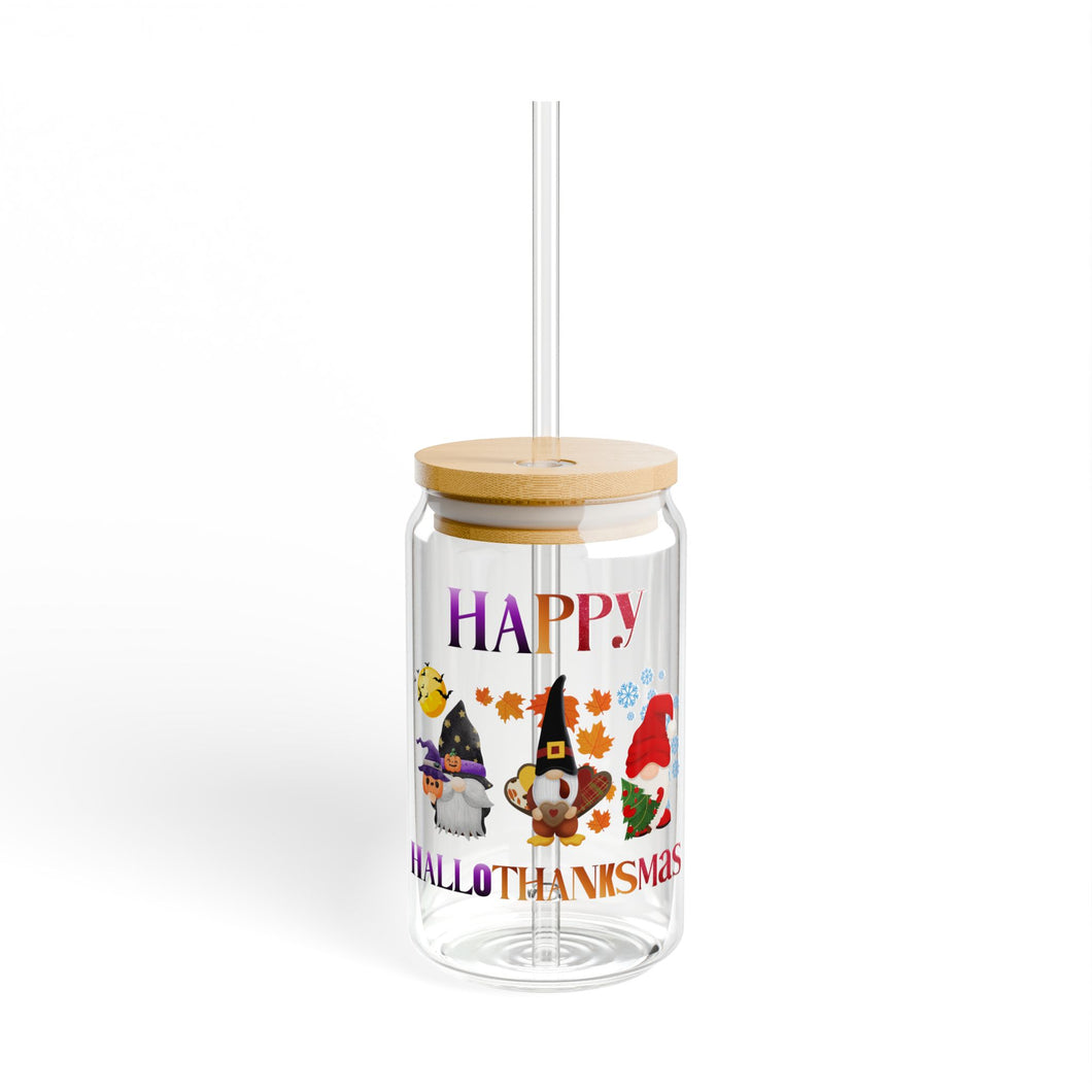 Happy Hallothanksmas Sipper Glass, 16oz