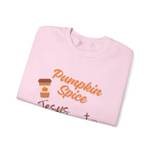 Load image into Gallery viewer, Pumpkin Spice &amp; Jesus Christ Faith Fall Sweatshirt
