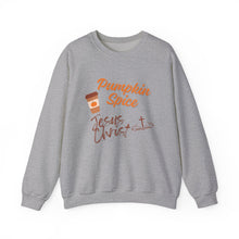 Load image into Gallery viewer, Pumpkin Spice &amp; Jesus Christ Faith Fall Sweatshirt
