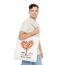 Load image into Gallery viewer, Decorative Fall Tree &quot;Fall for Jesus He never leaves&quot; Tote Bag
