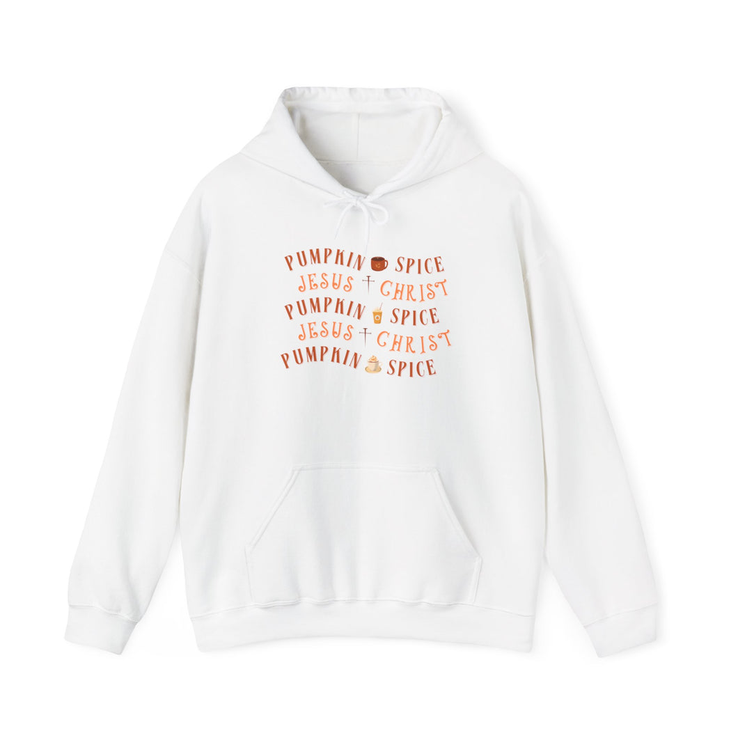 Fall Pumpkin Spice Hoodie Sweatshirt - Pumpkin Spice & Jesus Christ Design