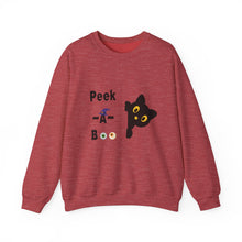 Load image into Gallery viewer, Cute Black Cat Halloween Peek-a-Boo Crewneck Sweater
