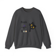 Load image into Gallery viewer, Cute Black Cat Halloween Peek-a-Boo Crewneck Sweater
