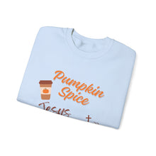 Load image into Gallery viewer, Pumpkin Spice &amp; Jesus Christ Faith Fall Sweatshirt
