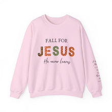 Load image into Gallery viewer, &quot;Fall For Jesus&quot; Sweatshirt with Sleeve Bible Verse
