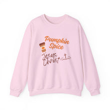 Load image into Gallery viewer, Pumpkin Spice &amp; Jesus Christ Faith Fall Sweatshirt
