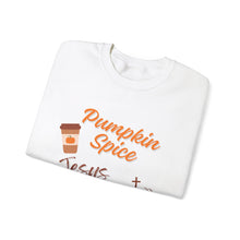 Load image into Gallery viewer, Pumpkin Spice &amp; Jesus Christ Faith Fall Sweatshirt
