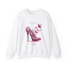 Load image into Gallery viewer, Butterfly High Heel-Breast Cancer Awareness Sweatshirt
