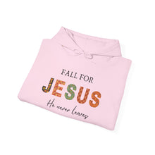 Load image into Gallery viewer, &quot;Fall for Jesus He Never Leaves&quot; Comfy Hoodie
