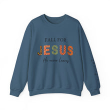 Load image into Gallery viewer, &quot;Fall For Jesus&quot; Sweatshirt with Sleeve Bible Verse
