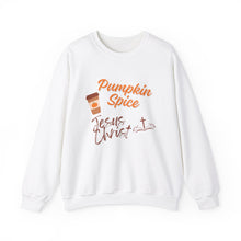 Load image into Gallery viewer, Pumpkin Spice &amp; Jesus Christ Faith Fall Sweatshirt
