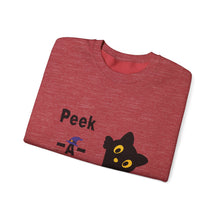 Load image into Gallery viewer, Cute Black Cat Halloween Peek-a-Boo Crewneck Sweater
