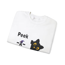 Load image into Gallery viewer, Cute Black Cat Halloween Peek-a-Boo Crewneck Sweater
