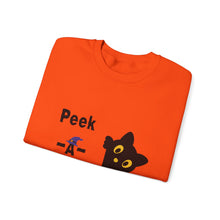 Load image into Gallery viewer, Cute Black Cat Halloween Peek-a-Boo Crewneck Sweater
