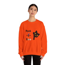 Load image into Gallery viewer, Cute Black Cat Halloween Peek-a-Boo Crewneck Sweater
