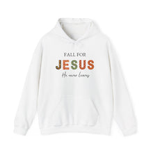 Load image into Gallery viewer, &quot;Fall for Jesus He Never Leaves&quot; Comfy Hoodie
