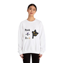 Load image into Gallery viewer, Cute Black Cat Halloween Peek-a-Boo Crewneck Sweater
