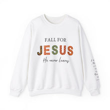 Load image into Gallery viewer, &quot;Fall For Jesus&quot; Sweatshirt with Sleeve Bible Verse
