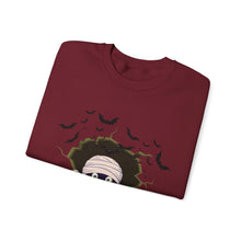 Load image into Gallery viewer, Halloween Boo! Mummy, Spiders, and Bats Sweatshirt
