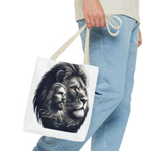 Load image into Gallery viewer, Inspirational Tote Bag with Psalm 46:10 Jesus and Lion Design
