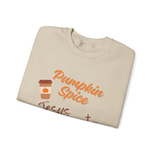 Load image into Gallery viewer, Pumpkin Spice &amp; Jesus Christ Faith Fall Sweatshirt
