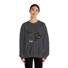 Load image into Gallery viewer, Cute Black Cat Halloween Peek-a-Boo Crewneck Sweater
