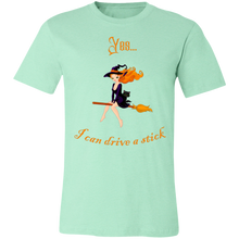 Load image into Gallery viewer, “Yes I Can Drive Stick” Funny Halloween Unisex Short-Sleeve Tee
