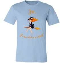 Load image into Gallery viewer, “Yes I Can Drive Stick” Funny Halloween Unisex Short-Sleeve Tee
