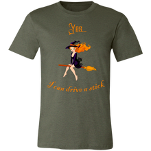 Load image into Gallery viewer, “Yes I Can Drive Stick” Funny Halloween Unisex Short-Sleeve Tee
