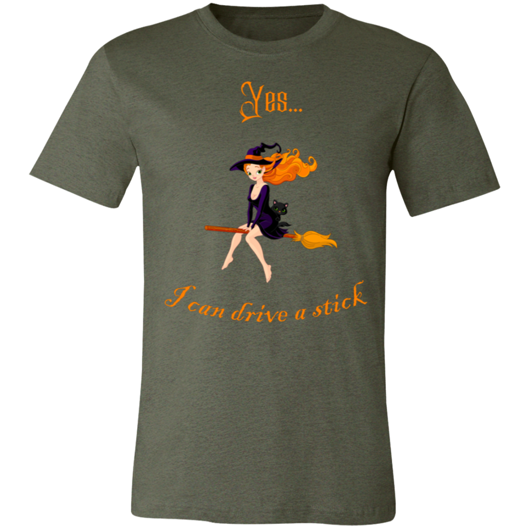 “Yes I Can Drive Stick” Funny Halloween Unisex Short-Sleeve Tee