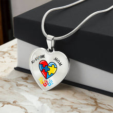 Load image into Gallery viewer, Autism &quot;Awesome Mom&quot; Heart Necklace
