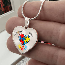 Load image into Gallery viewer, Autism &quot;Awesome Mom&quot; Heart Necklace
