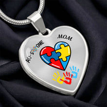 Load image into Gallery viewer, Autism &quot;Awesome Mom&quot; Heart Necklace
