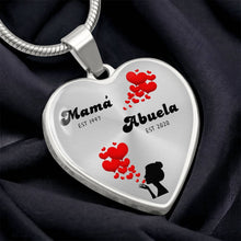 Load image into Gallery viewer, Mama-Est Abuela-Est Heart Necklace
