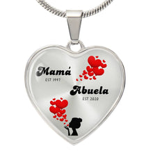 Load image into Gallery viewer, Mama-Est Abuela-Est Heart Necklace
