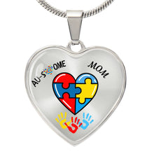 Load image into Gallery viewer, Autism &quot;Awesome Mom&quot; Heart Necklace
