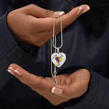 Load image into Gallery viewer, Autism &quot;Awesome Mom&quot; Heart Necklace
