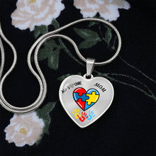 Load image into Gallery viewer, Autism &quot;Awesome Mom&quot; Heart Necklace
