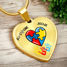 Load image into Gallery viewer, Autism &quot;Awesome Mom&quot; Heart Necklace
