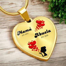 Load image into Gallery viewer, Mama-Est Abuela-Est Heart Necklace
