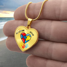 Load image into Gallery viewer, Autism &quot;Awesome Mom&quot; Heart Necklace
