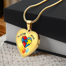 Load image into Gallery viewer, Autism &quot;Awesome Mom&quot; Heart Necklace
