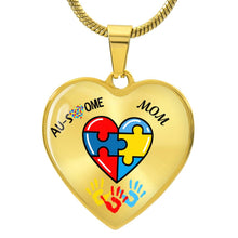 Load image into Gallery viewer, Autism &quot;Awesome Mom&quot; Heart Necklace
