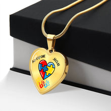 Load image into Gallery viewer, Autism &quot;Awesome Mom&quot; Heart Necklace
